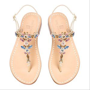 GOLD SWAROVSKI® CRYSTALS SANDALS - SAPPHIRE & ROSE